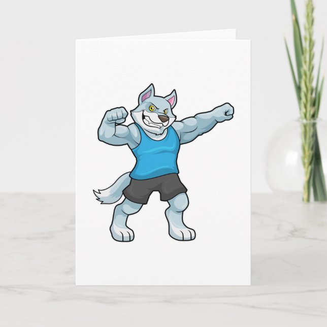 Wolf as Bodybuilder with big Upper arms Card (Front)