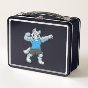 Wolf as Bodybuilder with big Upper arms Metal Lunch Box