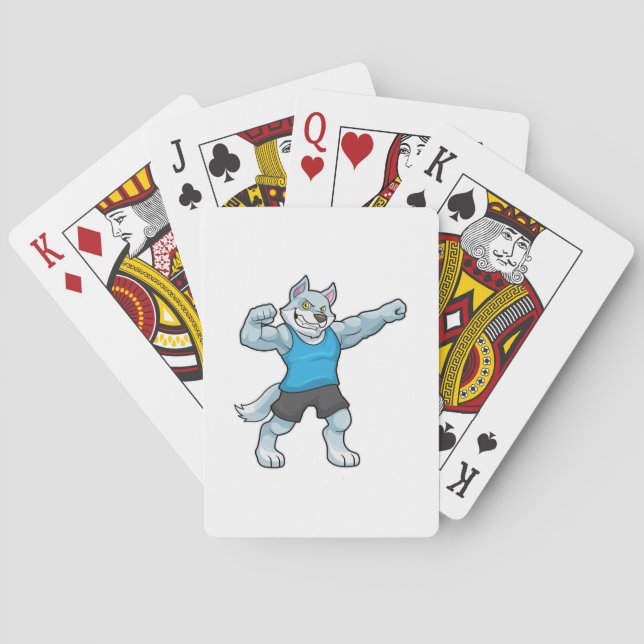Wolf as Bodybuilder with big Upper arms Playing Cards (Back)
