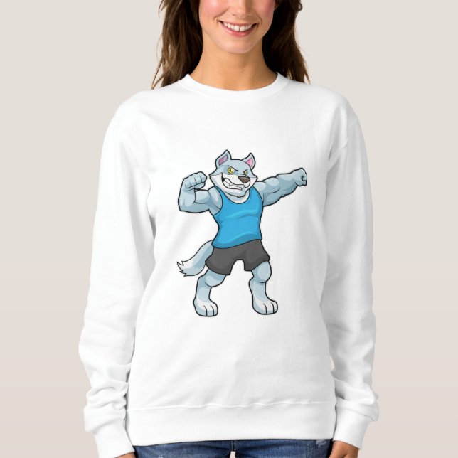 Wolf as Bodybuilder with big Upper arms Sweatshirt (Front)
