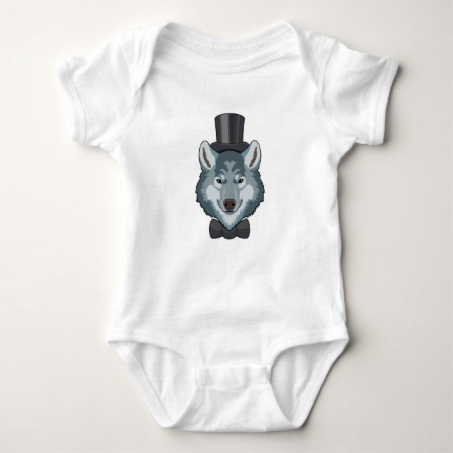 Wolf as Groom with Bow Baby Bodysuit (Front)