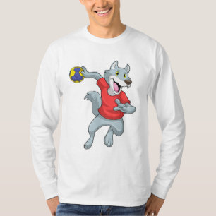 Wolf as Handball player with Handball T-Shirt