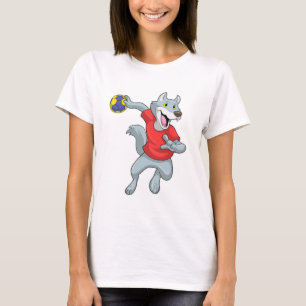 Wolf as Handball player with Handball T-Shirt