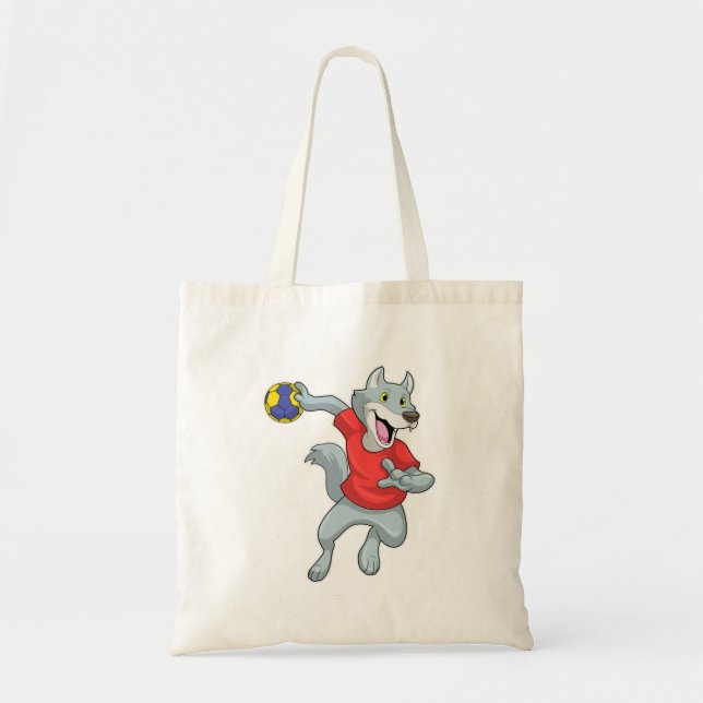 Wolf as Handball player with Handball Tote Bag (Front)