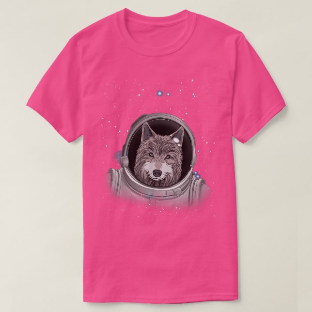 Wolf Astronaut Space Exploration Astronomy Wolf Lo T-Shirt (Design Front)