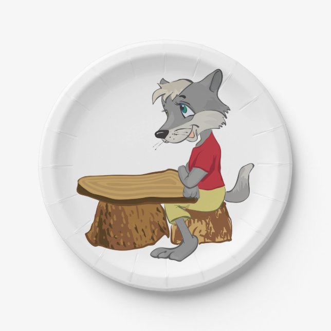 Wolf At A Table Paper Plates (Front)