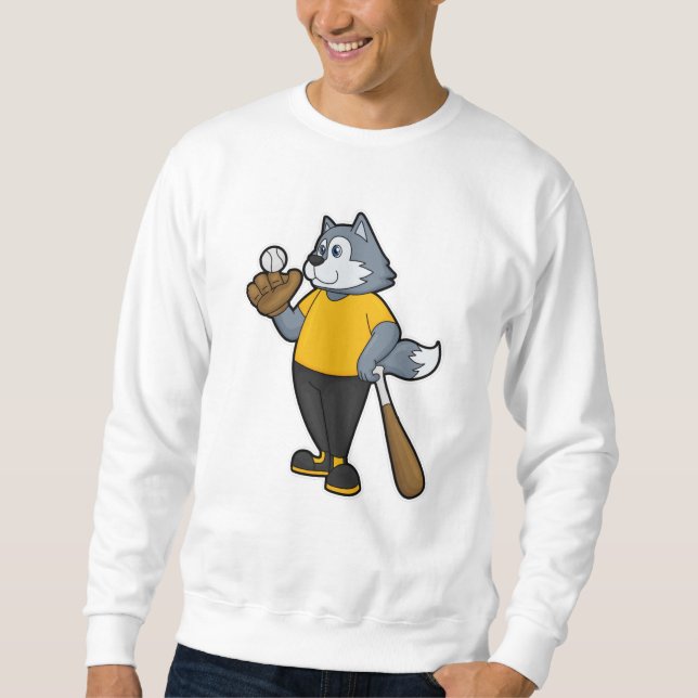 Wolf at Baseball with Baseball bat Sweatshirt (Front)