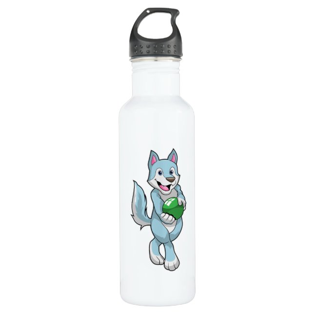 Wolf at Bowling with Bowling ball 710 Ml Water Bottle (Front)