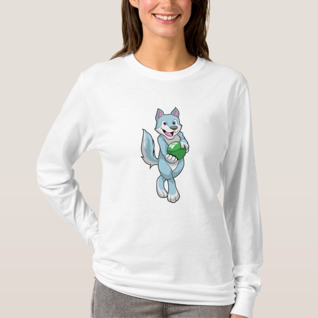 Wolf at Bowling with Bowling ball T-Shirt (Front)