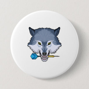 Wolf at Darts with Dart 7.5 Cm Round Badge