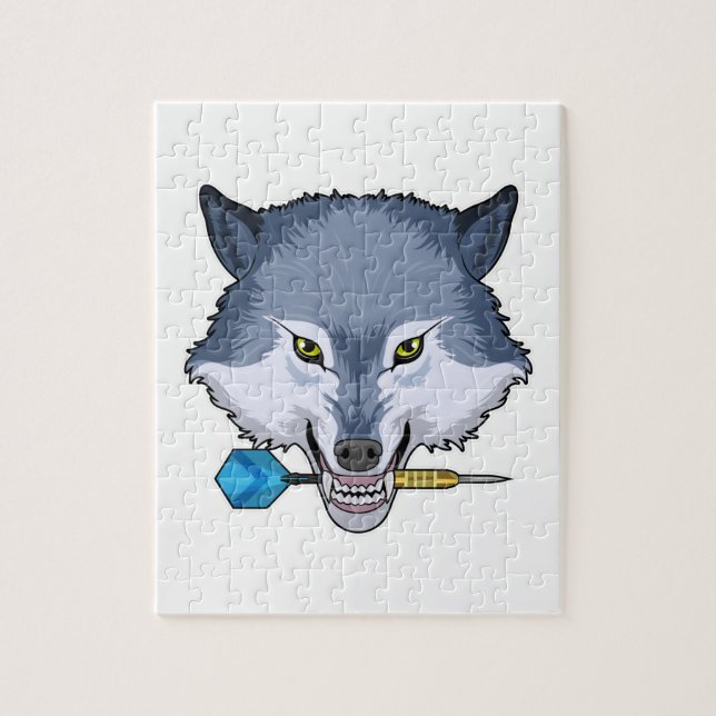 Wolf at Darts with Dart Jigsaw Puzzle (Vertical)