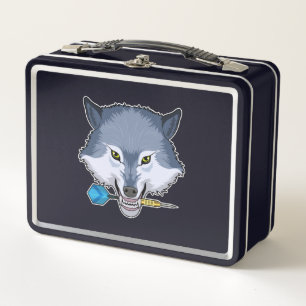 Wolf at Darts with Dart Metal Lunch Box