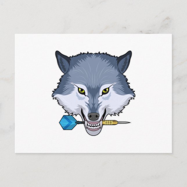 Wolf at Darts with Dart Postcard (Front)