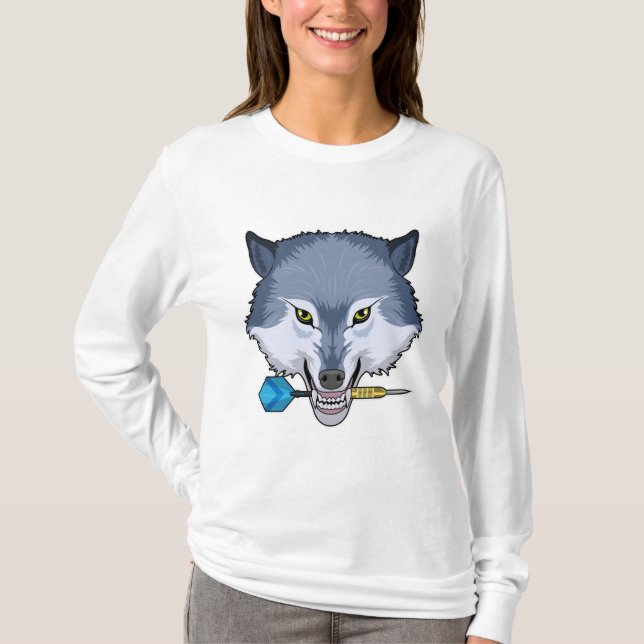 Wolf at Darts with Dart T-Shirt (Front)