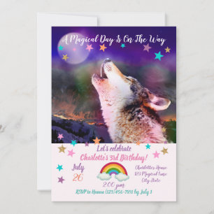 Wolf at night invitation