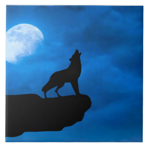 Wolf at Night Tile