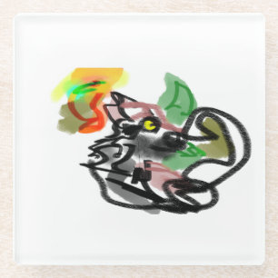 Wolf autumn runner  glass coaster