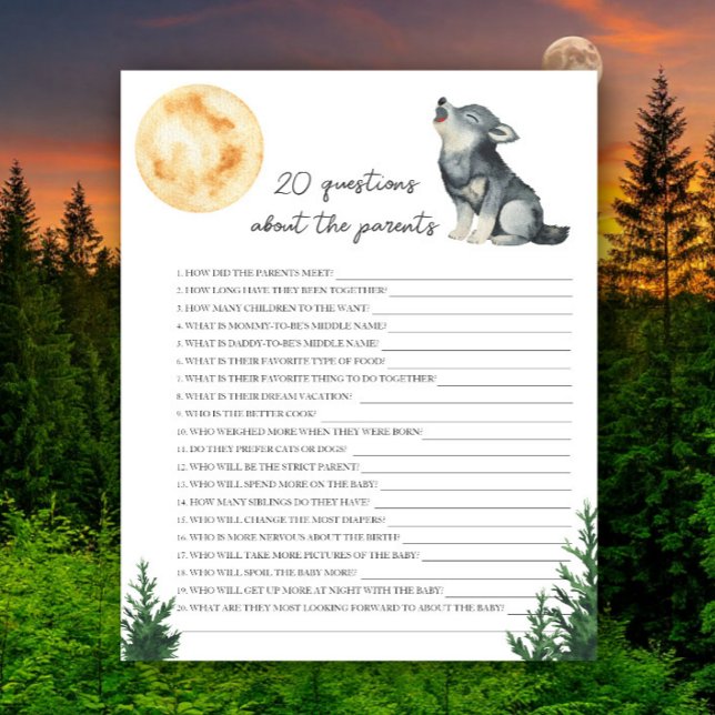 Wolf baby shower - 20 questions about parent (Creator Uploaded)
