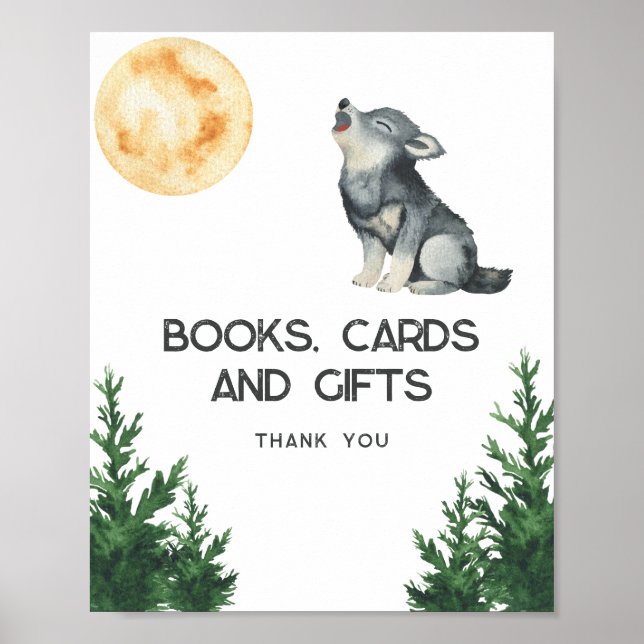 Wolf Baby Shower Books, cards and gifts Poster (Front)
