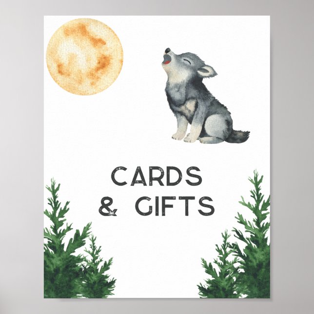 Wolf Baby Shower Cards and gifts  Poster (Front)