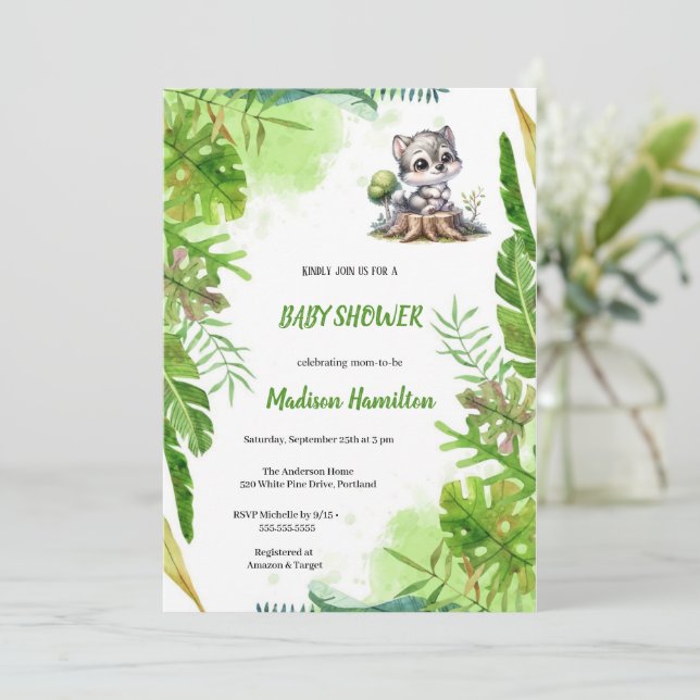 WOLF BABYSHOWER INVITATION (Standing Front)