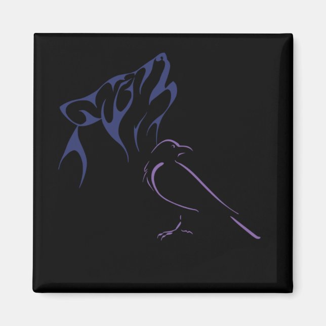 Wolf & Bird Magnet (Front)