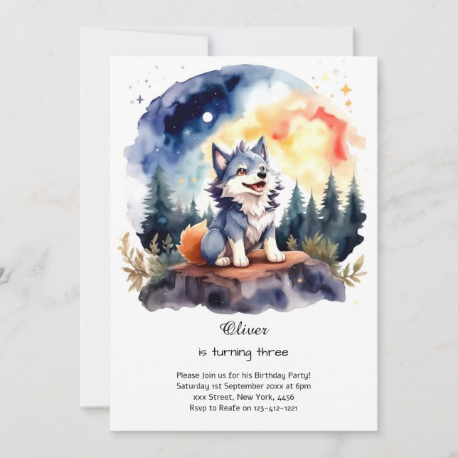 Wolf Birthday Invitation (Front)