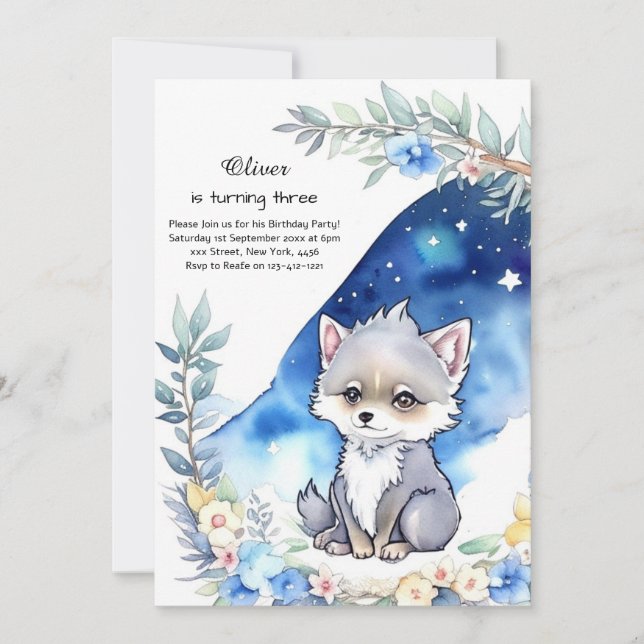 Wolf Birthday Invitation (Front)