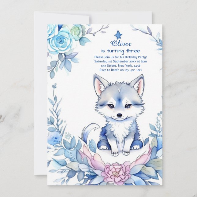 Wolf Birthday Invitation (Front)