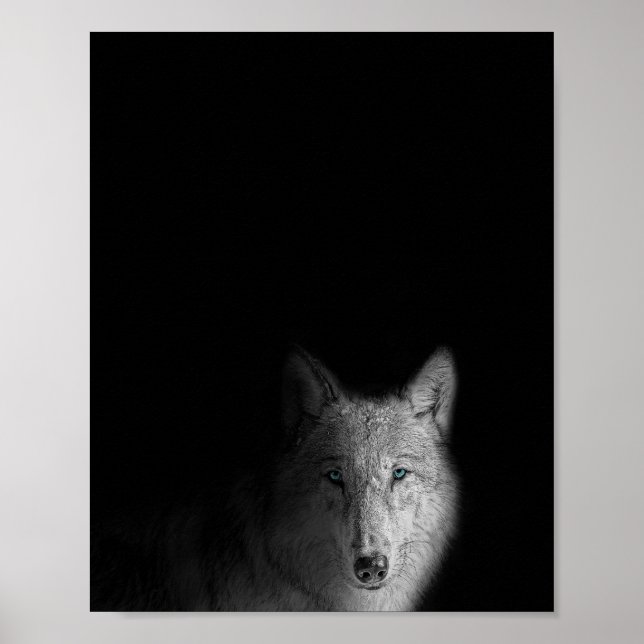 Wolf, black and white, modern photography poster (Front)