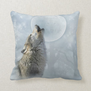Wolf Blue Moon American MoJo Pillow