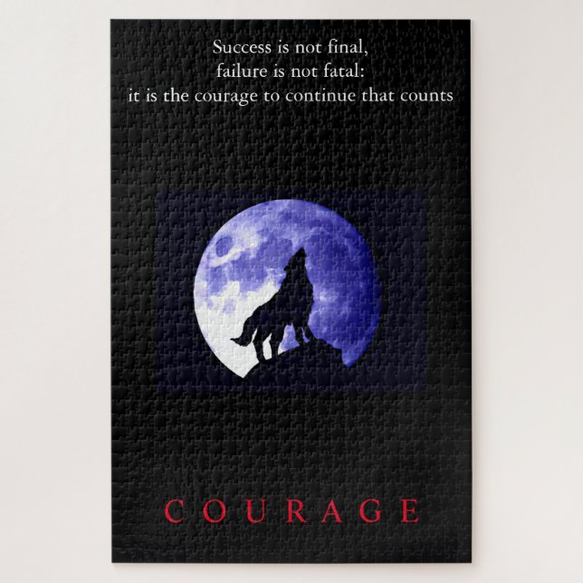 Wolf Blue Night Motivational Courage Jigsaw Puzzle (Vertical)
