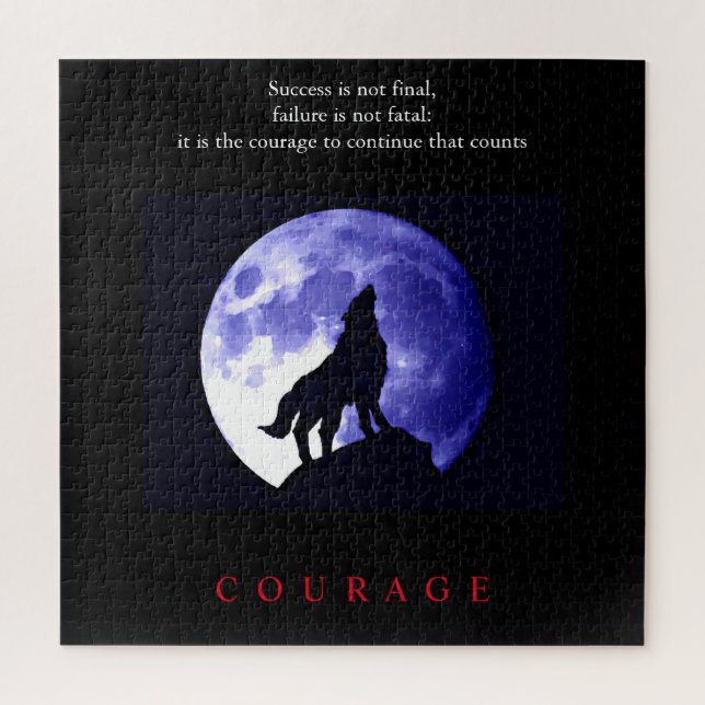 Wolf Blue Night Motivational Courage Jigsaw Puzzle (Vertical)
