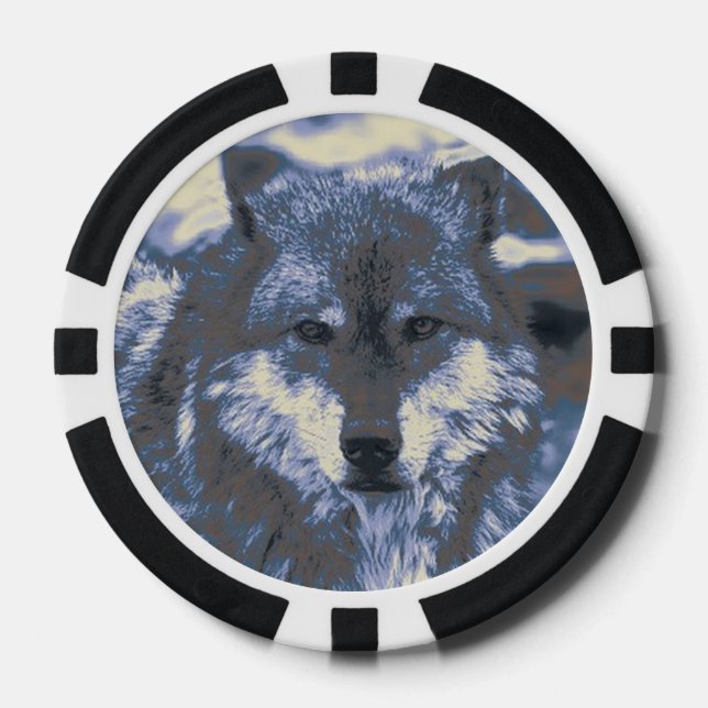 Wolf,blue Poker Chips (Front)