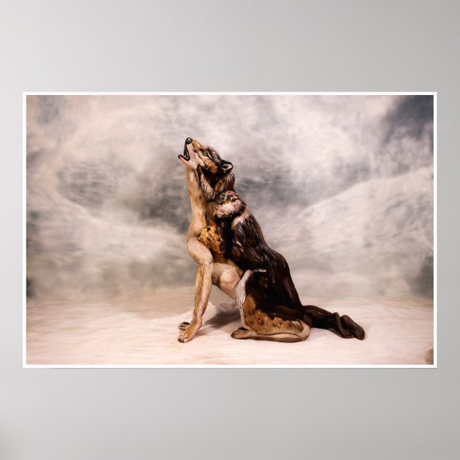 Wolf Bodypainting Illusion Poster (Front)