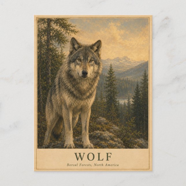 Wolf Boreal Forest VINTAGE Postcard (Front)