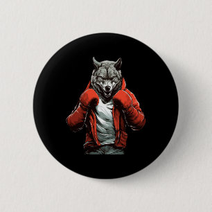 Wolf Boxer Boxing Mixed Martial Arts Kickboxing  6 Cm Round Badge