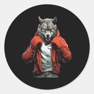 Wolf Boxer Boxing Mixed Martial Arts Kickboxing  Classic Round Sticker
