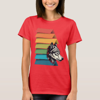 Wolf Breaking Through Color Stripes – Bold Graphic T-Shirt