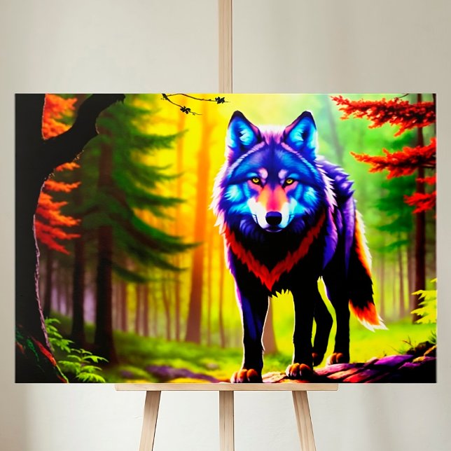 Wolf Bright Forest Animal Neon Dawn Wild Canvas Print (Creator Uploaded)