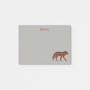 Wolf Buffalo Plaid on Grey Background Post-it Notes