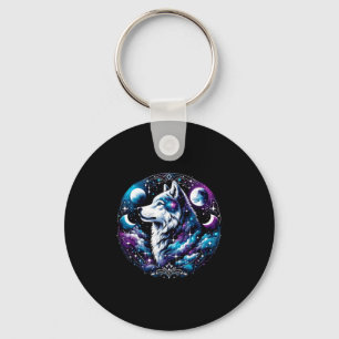 Wolf Celestial Dream Night Howling Moon Funny Wolv Key Ring