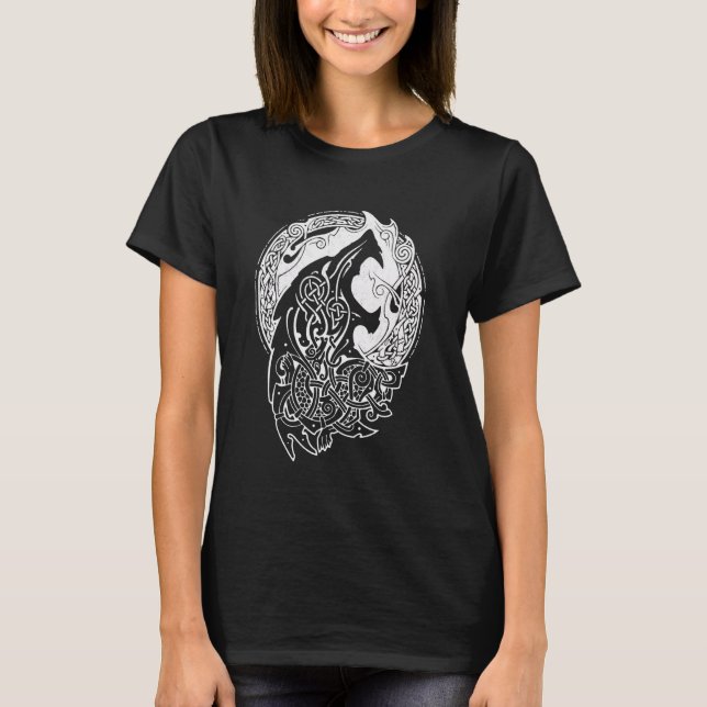 Wolf Celtic Proud Viking Warrior Nordic Mythology T-Shirt (Front)