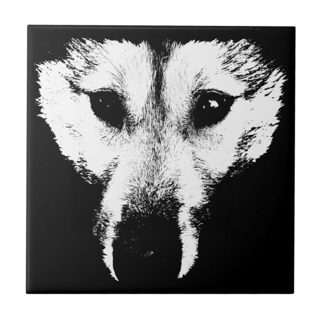 Wolf Ceramic Tile Wolf Pup Sled Dog Decor (Front)