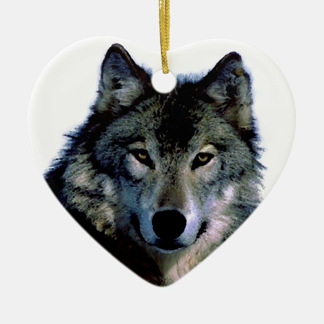 Wolf Ceramic Tree Decoration (Front)