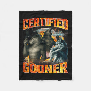 Wolf Certified Gooner Funny Bootleg Meme Dad Papa Fleece Blanket