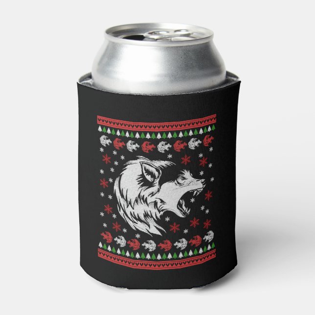 Wolf Christmas  Can Cooler (Can Front)