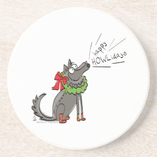 Wolf Christmas Funny Cute Kids Coaster