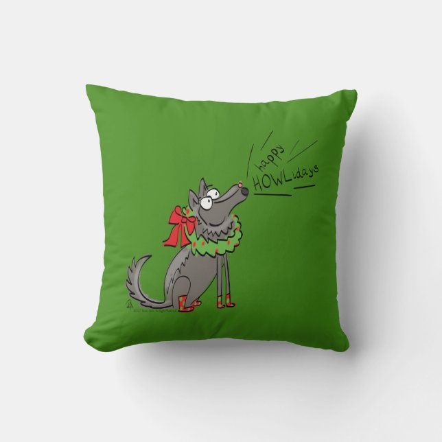 Wolf Christmas Funny Cute Kids Cushion (Front)