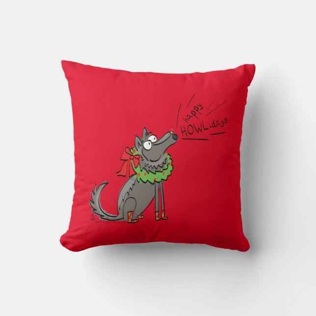 Wolf Christmas Funny Cute Kids Cushion (Front)